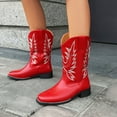 thumbnail image 2 of IUJSOY Embroidery Cowboy Boots for Women Western Black Boots Square Toe Retro Mid Calf Boots, 2 of 9