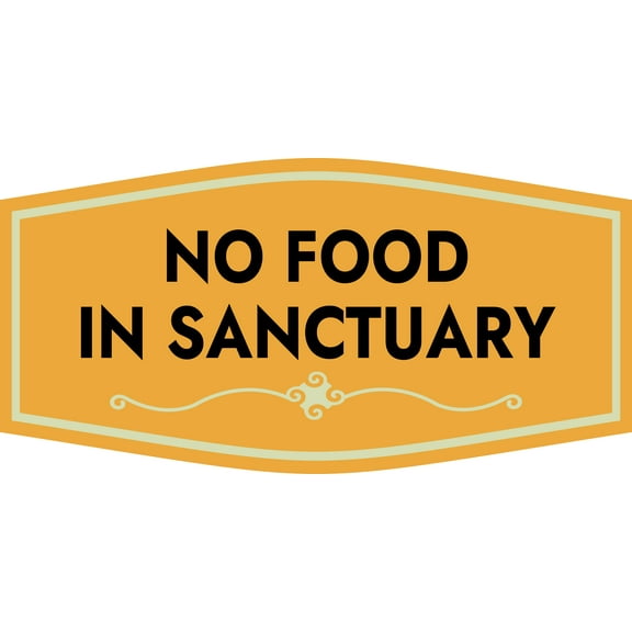 Fancy Plus No Food In Sanctuary Wall or Door Sign - Large