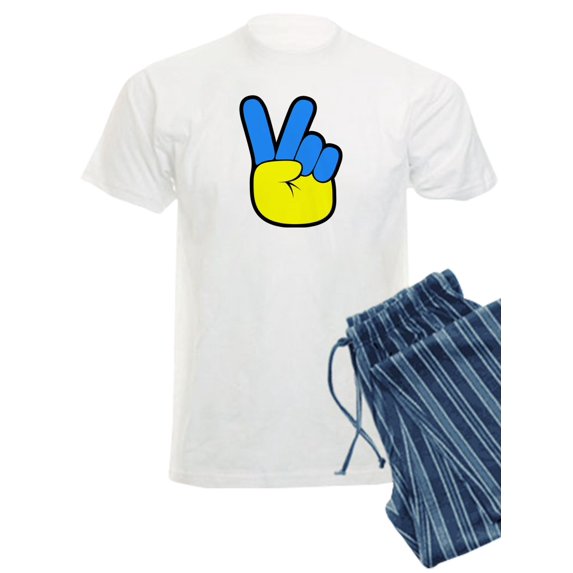 CafePress - Ukrainian Flag Peace Sign Ukraine Native H Pajamas - Men's Light Pajamas