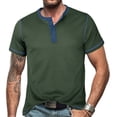 thumbnail image 2 of FRSASU Men's Henley Shirts Cotton Short Sleeve Casual T-Shirt Button Henley Basic Tee Lightweight Summer Top Army Green, 2 of 7