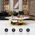 thumbnail image 4 of MDQMD Oval Coffee Table with Faux Marble Top Gold Steel Base Modern Minimalist Living Room Table  Storage Shelf Central Ball Support Design Gold Marble Space-Saving Center Table, 4 of 10