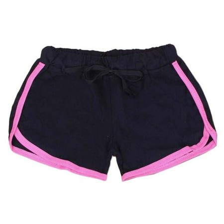 Short Pants for Women's Yoga Sport Athletic Dance, Ladies Summer Running Pants Cropped Leggings Cotton Stretch Pant Black & Pink L
