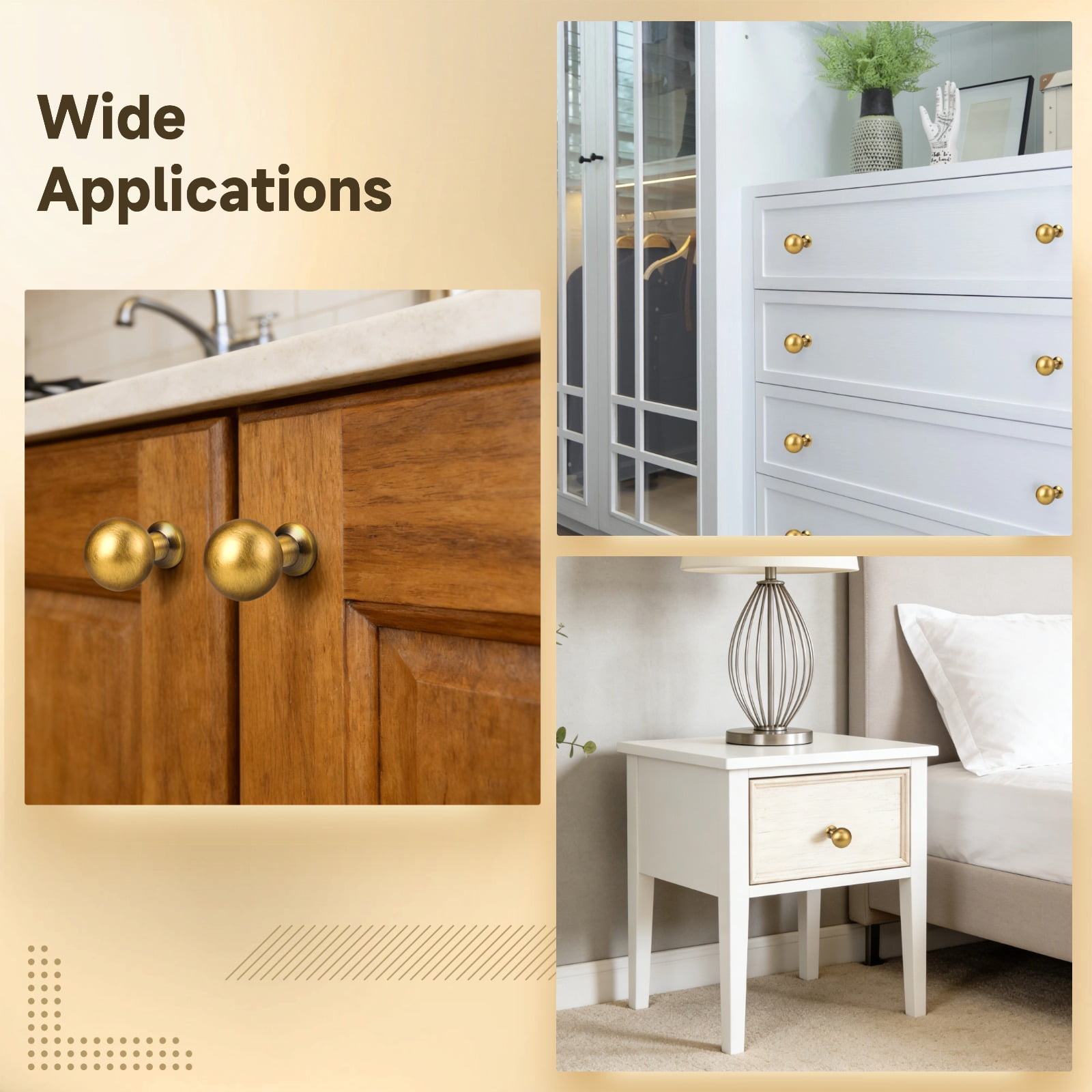 12 Pack Ball Brass Antique Cabinet Knobs – Round Zinc Alloy Drawer Pulls | Vintage 0.89" Ball Knobs for Kitchen Cabinets, Dressers & Furniture Hardware, Easy Single-Hole Installation