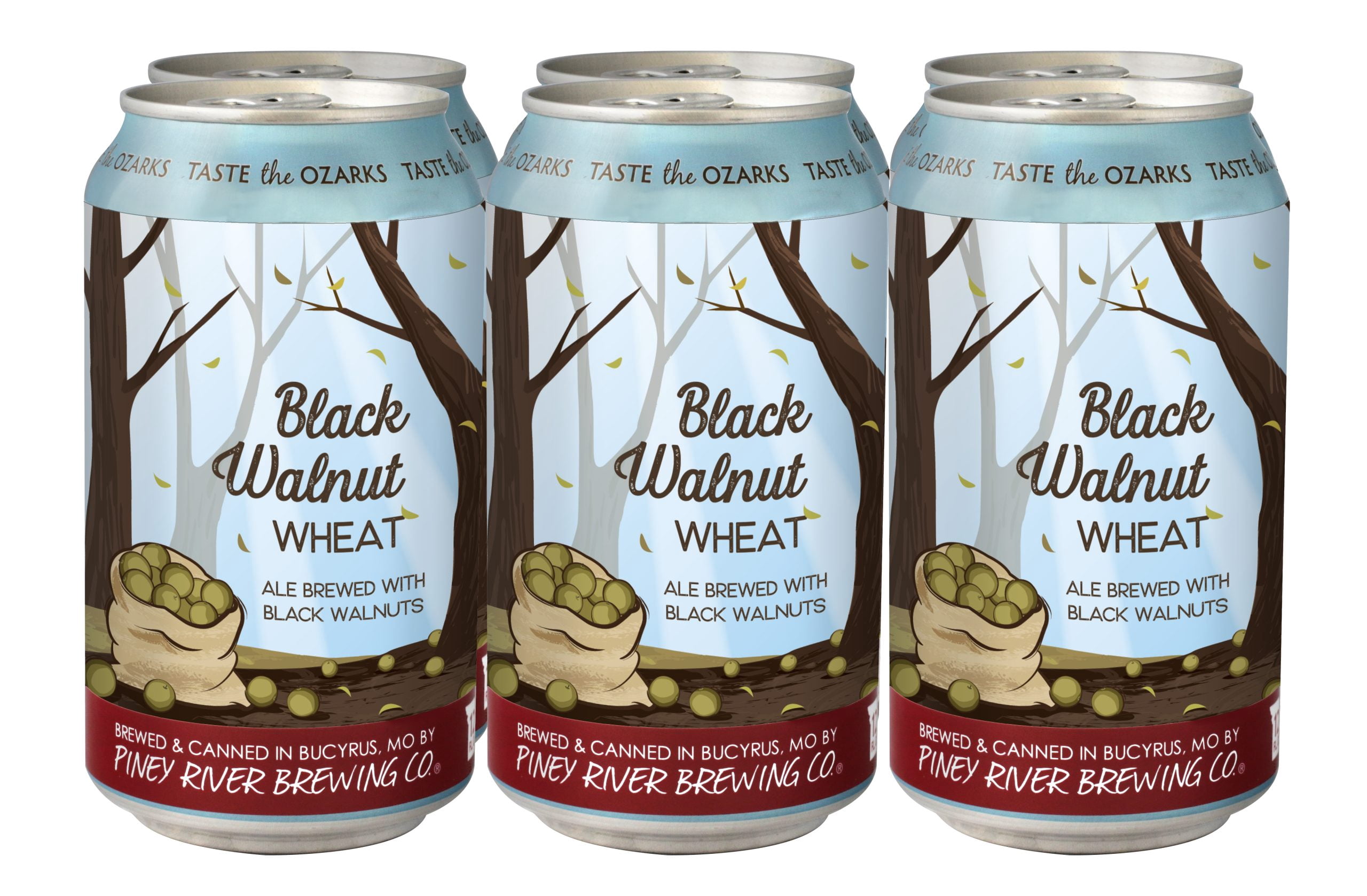 Piney River Black Walnut Wheat 6 Pack 12 Fluid Ounce Aluminum Cans, 4.5% ABV Black Walnut Beer