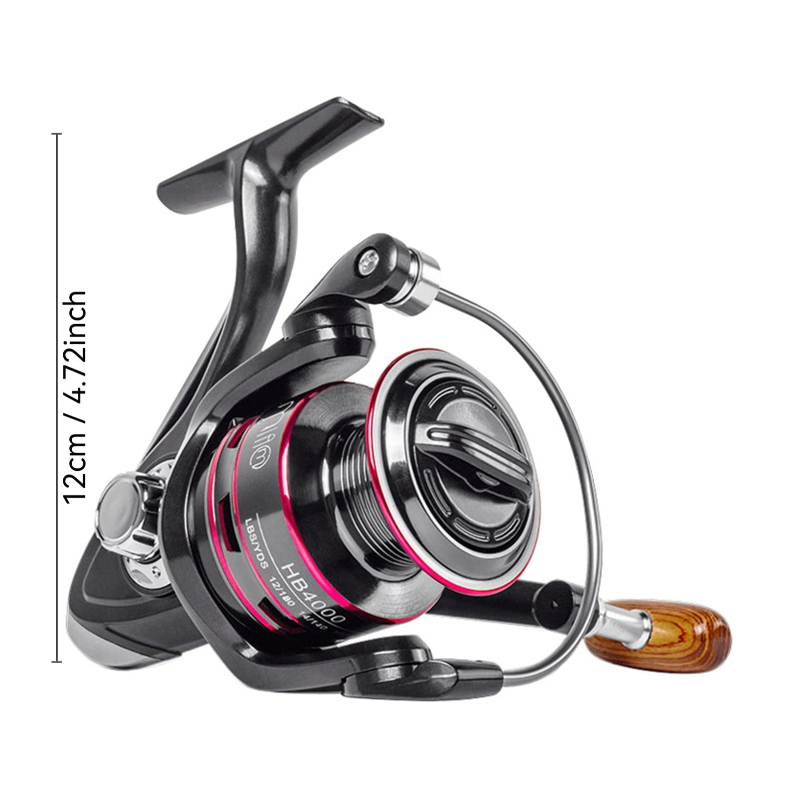 Spinning Fishing Reel 18lbs Max Drag Heavy Duty Saltwater Freshwater Fishing Reel with Alloy Spool Wood Handle 12 Bearings Smooth Casting Wheel Anti-Corrosion Metal Spool for Bass Trout Fishing