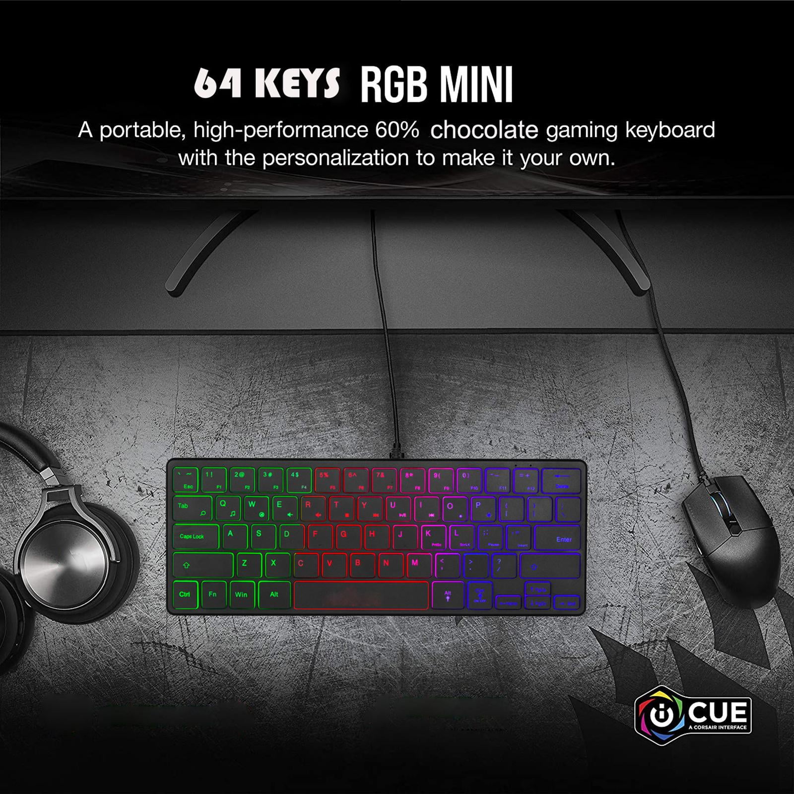 Gaming Keyboard Mini Mechanical Illuminated Compact Ergonomic Game Waterproof Three-Color for Typist Travel Business Windows