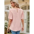 thumbnail image 6 of Womens Tops 2025 Fashion Bell Sleeve Casual T Shirts Summer Crewneck Basic Tee Cute Blouses Pink S, 6 of 7