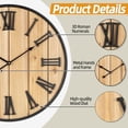 thumbnail image 2 of Large Wall Clock 16IN, Silent Metal Wood Style Wall Clocks Battery Operated for Living Room Decor, Farmhouse Big wall Clock, Outdoor, 2 of 6
