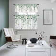 thumbnail image 6 of Ombre Green Eucalyptus Farm Curtain Tier and Valance Set 3 Piece, Gradient Flower Butterfly 3-inch Rod Pocket Window Tier Curtains Valance for Kitchen Living Room, 6 of 9