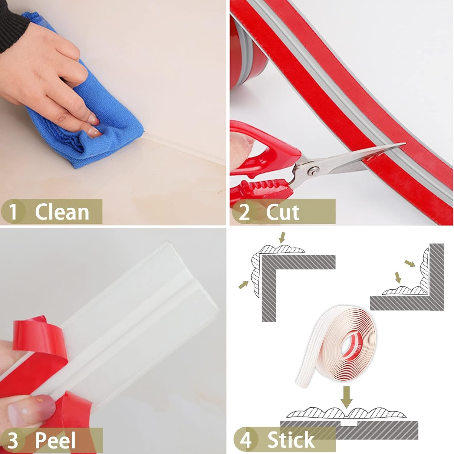 Wall Corner Protector, Kvago 1.57in x 19.68ft Self-Adhesive Corner Strip, Flexible Strip Caulk Strip for Countertop Corner Guards, Door Frame, Wall Edge and Home DIY Decoration (White)