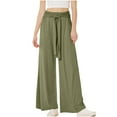 thumbnail image 2 of ClodeEU Wide Leg Dress Pants for Women, High Waist Trousers with Belt ,Flowy Loose Casual Trousers Army Green,Womens Plus S, 2 of 8