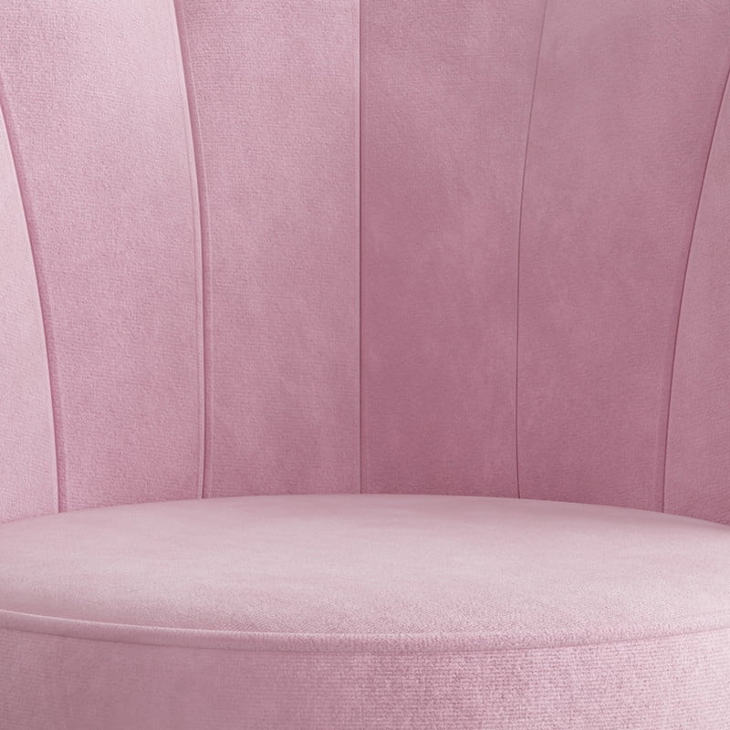 Hawsaiy Shell Back Home Office Chair with Lumbar Pillow, Modern Upholstered Desk Chair with Gold Metal Base, Swivel Adjustable Computer Chair for Home Office, Pink