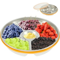 Lzvxtym Divided Serving Tray with Sealing Lid, 6 Compartment Snack Tray 201 Stainless Steel Snack Platters Organizer Temperature Resistant Food Storage Containers