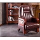thumbnail image 4 of Real leather luxurious reclining chair. Solid wood four-legged computer chair. Fixed armrest leather art office chair.27 My Lux Decor Round, 4 of 19