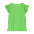 thumbnail image 4 of ZACPNCV Girls Ruffle Sleeve T Shirts Summer Short Sleeve Casual Cute Crewneck Tops Tees Green 10-11 Years, 4 of 8