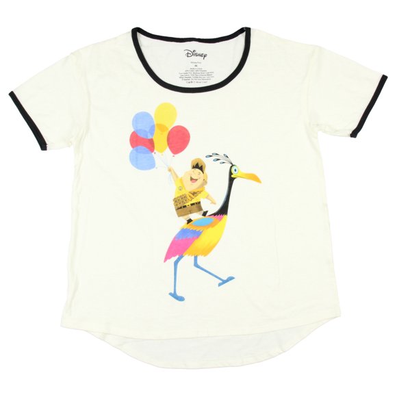 Disney T-Shirt à Col Contrastant Junior UP Russell Chevauchant Kevin l'Oiseau Tropical (2TG)