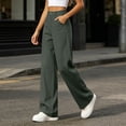 thumbnail image 5 of Hurxie Women Wide Leg Dress Pants High Waisted Business Casual Work Trousers Summer Slacks with Pockets Army Green,L, 5 of 6