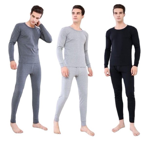 Conjunto de ropa interior de color sólido Oferta de otoño e invierno Ropa y pantalones cálidos de otoño para hombre Caja de regalo Forro polar cepillado Forro polar grueso