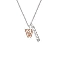 thumbnail image 2 of Delight Jewelry Rose Goldtone Crystal Initial - W - Silvertone Courage Strength Wisdom Honesty Bar Charm Necklace, 23", 2 of 4