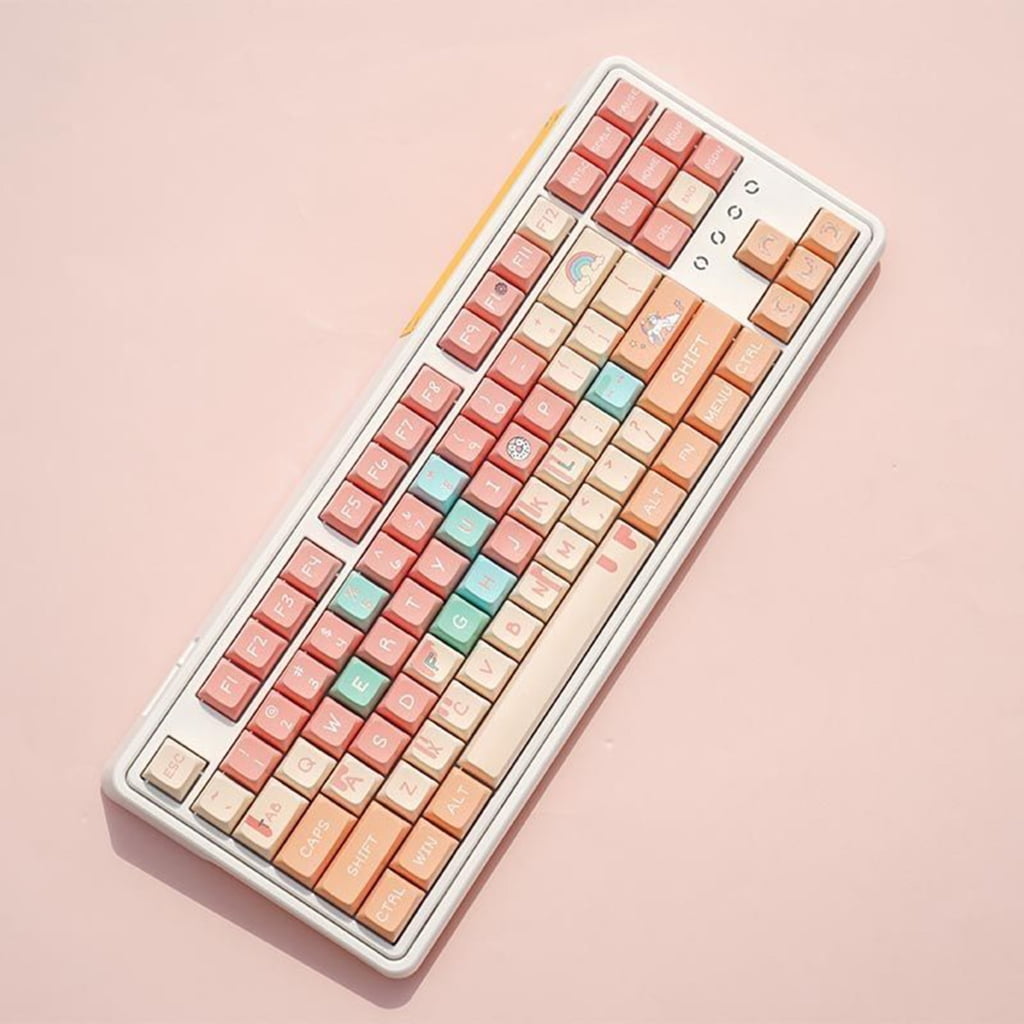 AOOOWER 127PCS XDA Lovely Color Theme PBT Keycaps for Mechanical Keyboards For Gaming and Office Workstations