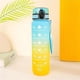 thumbnail image 1 of BRILLAR Botella de agua sin BPA a prueba de fugas con temporizador y pajita - 1 litro, azul y amarillo - Perfecta para senderismo, ciclismo, camping, yoga, gimnasio y escuela, 1 of 5