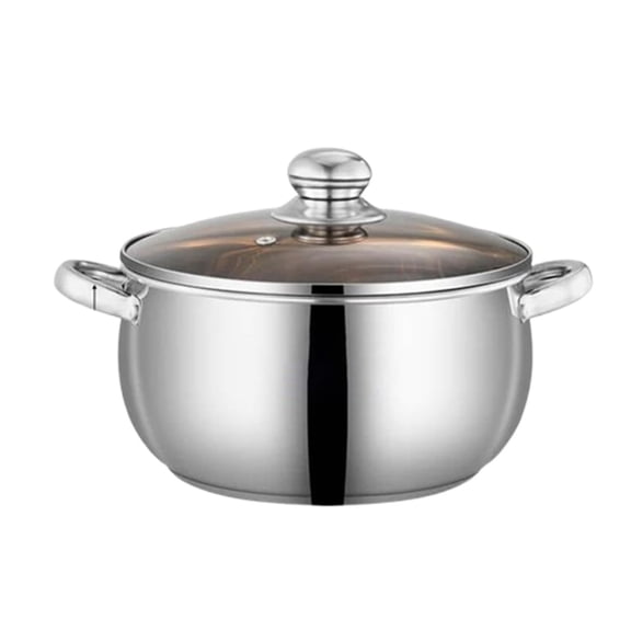 Huzdenx Stainless Steel Stock Pot with Glass Lid, Household Thickened Soup Pot for Cooking Noodles Stew Porridge Induction & Gas Stove Compatible