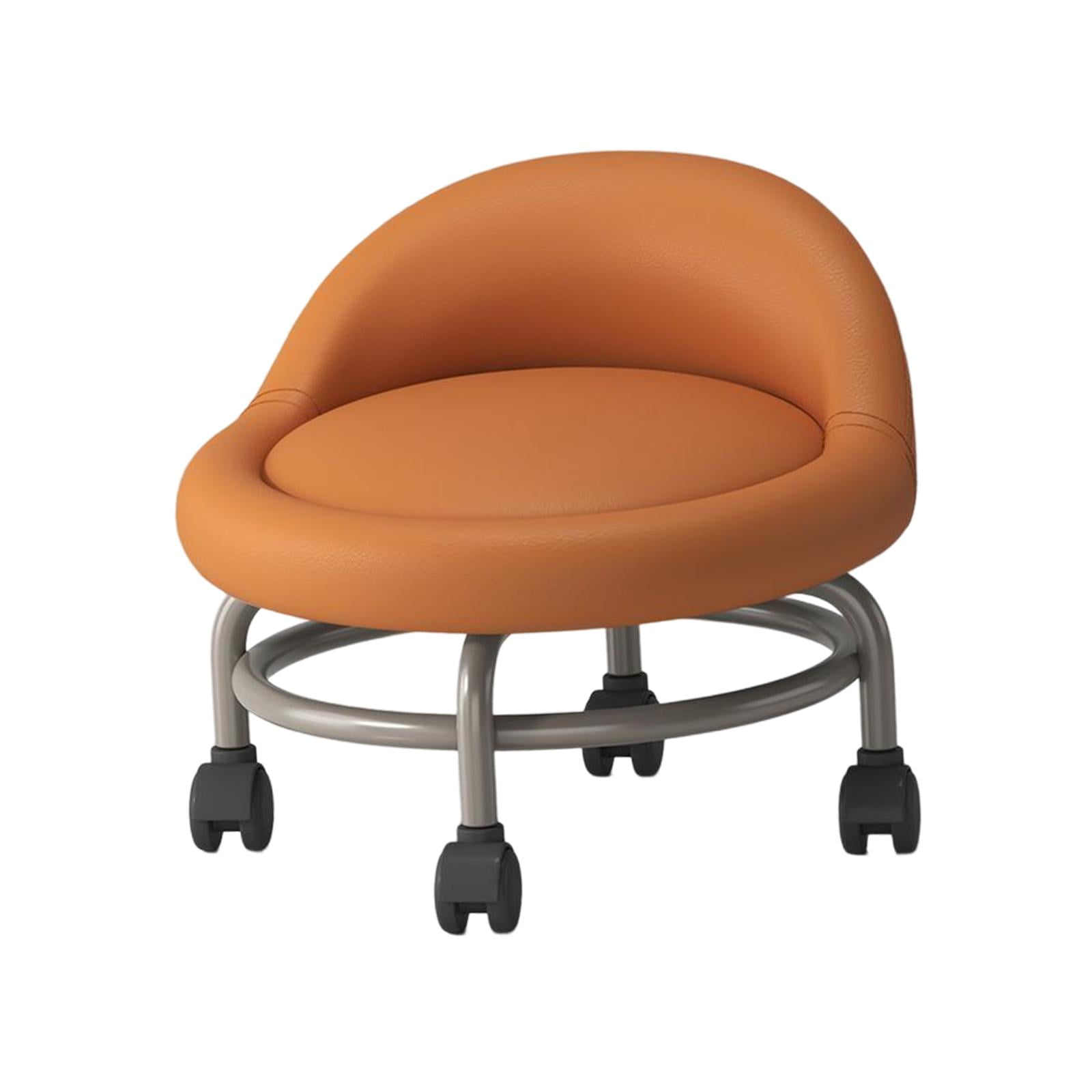 DOLITY Rolling Seat Stool Low Rolling Stool with Universal Wheels Small Short Stools orange