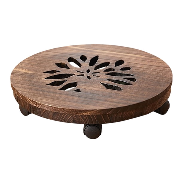 Soporte de madera para plantas con ruedas, bandeja para macetas con ruedas, carrito para macetas Estilo AB de 25 cm