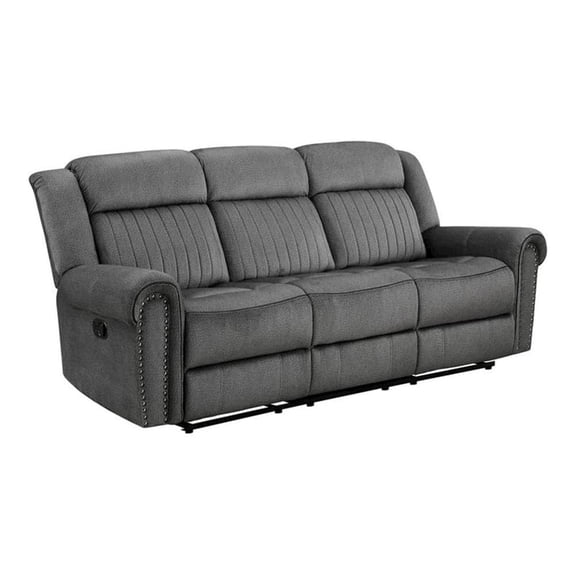 Lexicon 19.5" Transitional Fabric Double Reclining Sofa in Charcoal