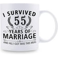 thumbnail image 2 of 55th Wedding Anniversary Mugs for Couple Husband Wife - I Survived 55 Years of Marriage and All I Got Was This Mug - 55 Year Anniversary 11 oz Coffee Mug for Him Her, 2 of 6