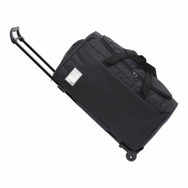 Bolsa de lona con ruedas, de tela Oxford, de gran capacidad, para hombres y mujeres, con de tracción, impermeable, para viajes y almacenamiento. Negro
