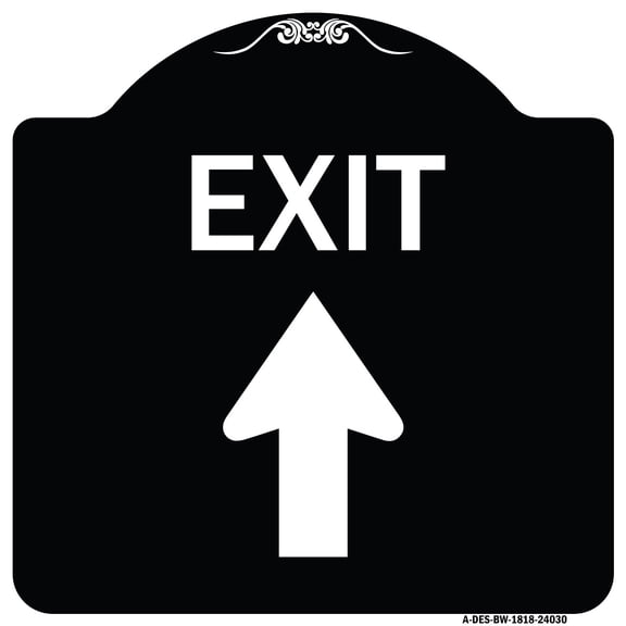 SignMission Designer Series Sign - Exit Sign Exit with Up Arrow | Black & White 18" X 18" Heavy-Gauge Aluminum Architectural Sign | Protect Your Business & Municipality | Made in the
