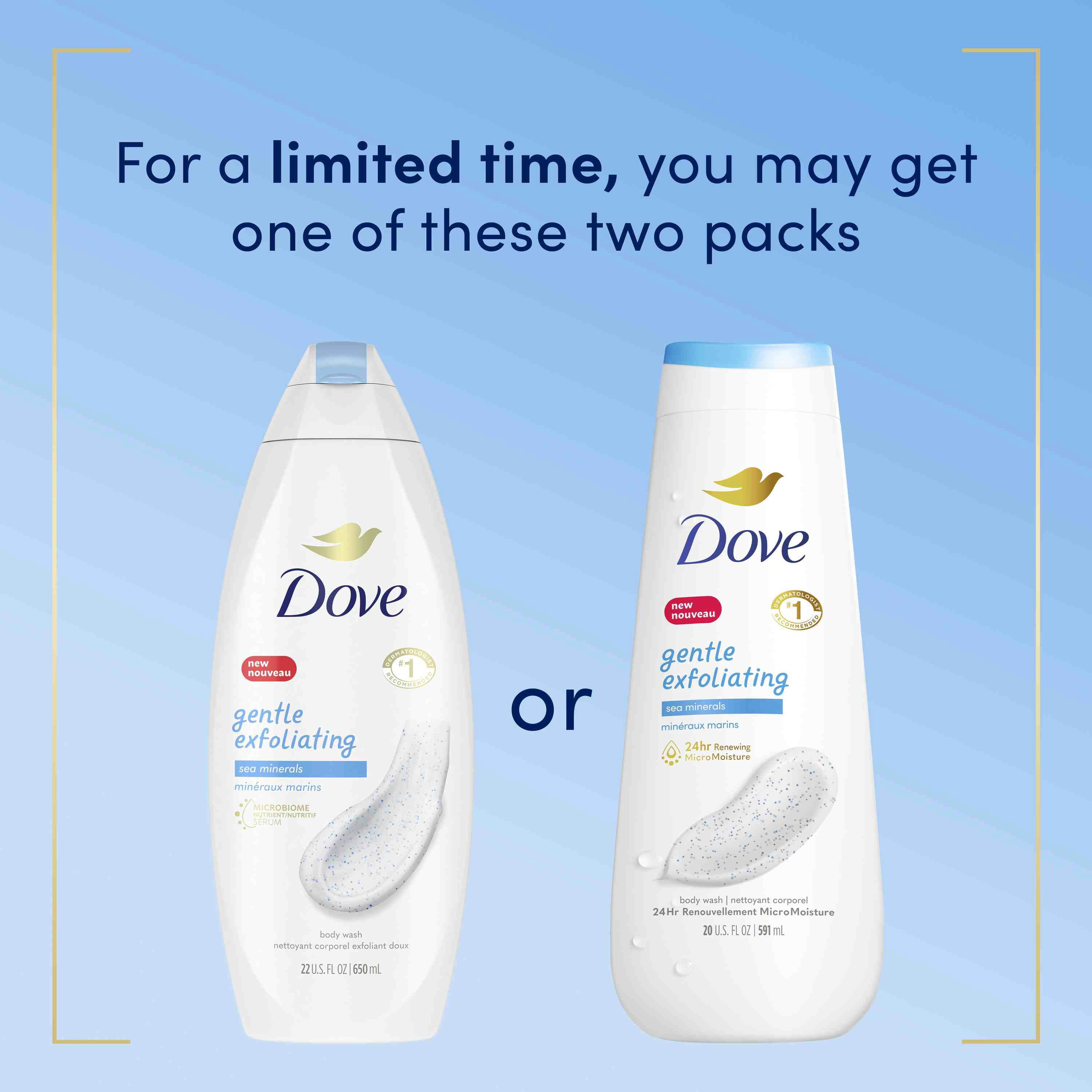 Dove Gentle Exfoliating Body Wash - Sea Minerals - 20 oz (Pack of 2)