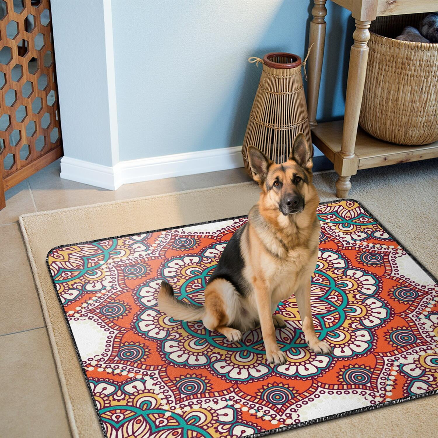 Mandala Washable Dog Pee Pads 48" x48", Reusable Potty Training Pads with Non-Slip Backing, for Indoor Use on Tile, Wood and Laminate Floors.