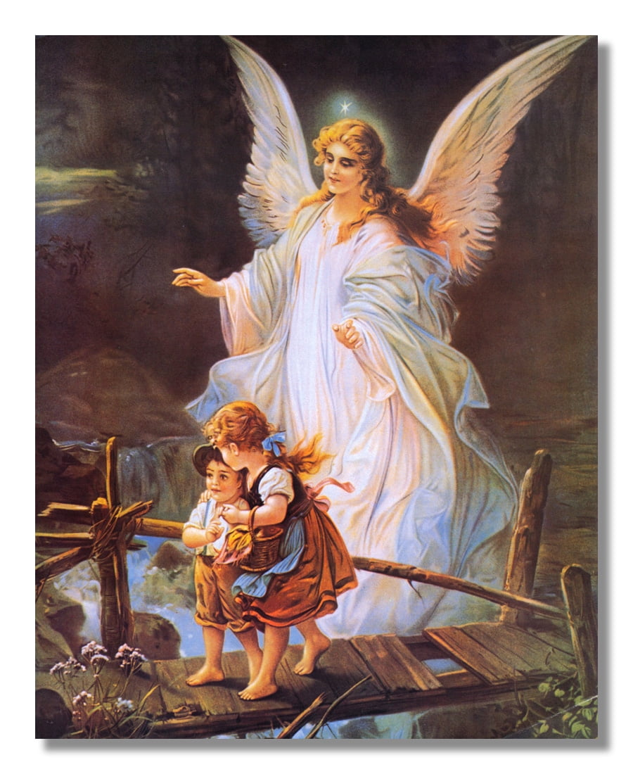FB-496 GUARDIAN ANGEL w/ KIDS CROSSING DAMAGED BRIDGE ILLUSTRATION  8X10 PHOTO 