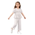 thumbnail image 2 of ITSAME Toddler Girls Outfit Set Crewneck Ruffle Top and Pants 2-Piece Summer Loose Casual Clothes White Size 1-2, 2 of 8