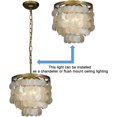 thumbnail image 4 of 3-Light Coastal Capiz Natural Seashell Chandelier Lighting Unique 3 Tiers Ceiling Light Antique Brass Electroplate Flush Mount Interior Decor Pendant Light Fixture W13.75 inch (Gold), 4 of 18