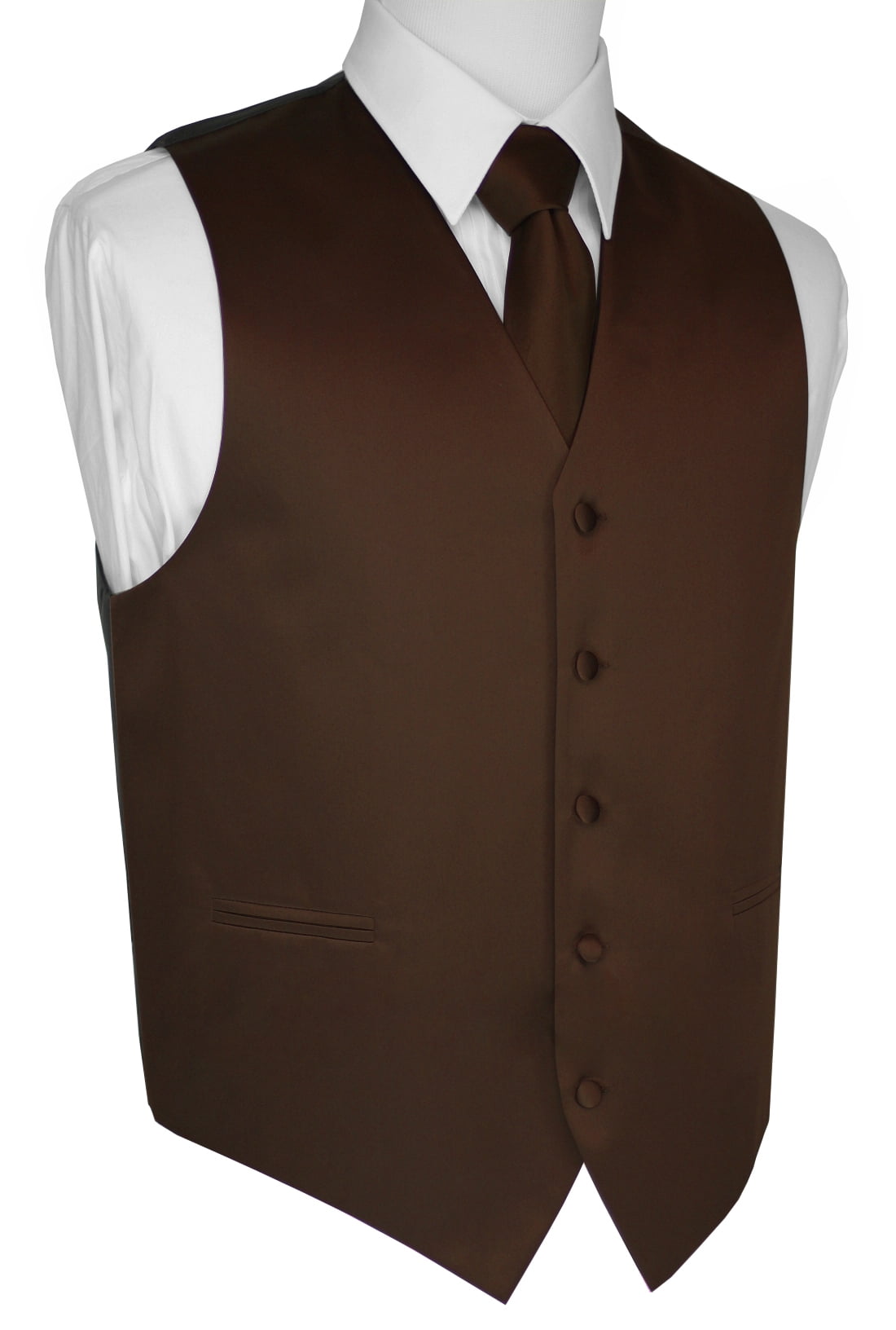 Italian Design, Men's Tuxedo Vest, Tie & Hankie Set Chocolate