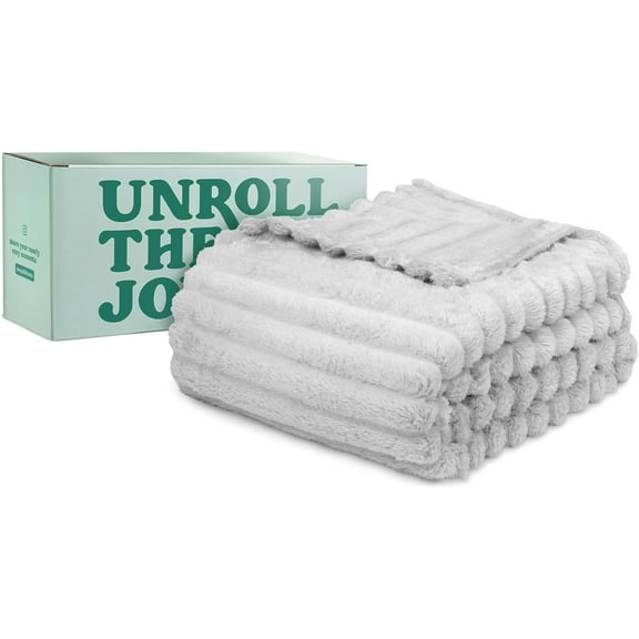 Green Orange 50" x 60" Fleece Throw Blanket in Stylish Gift Box, Light Gray Color - Soft, Lightweight Plush Throw for Women, Men & Kids