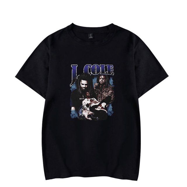 J Cole Rapper Tee Shirt Man/Woman Hip Hop Short Sleeved Fashion Style,XL,Black