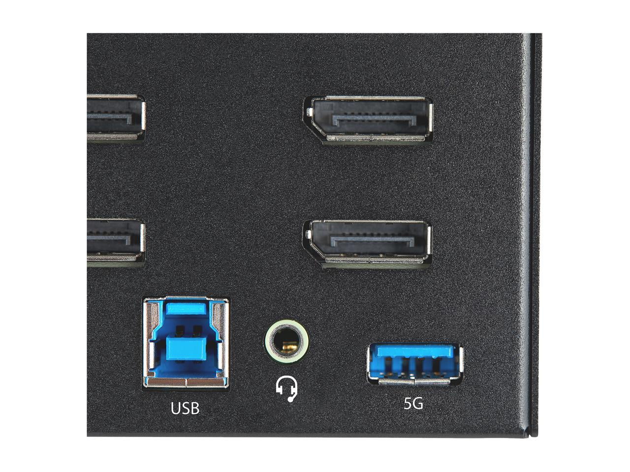 StarTech.com 2 Port Quad Monitor DisplayPort KVM Switch 4K 60Hz UHD HDR, DP 1.2 KVM Switch, 2 Port USB 3.0 Hub, 4x USB HID, Audio, Hotkey