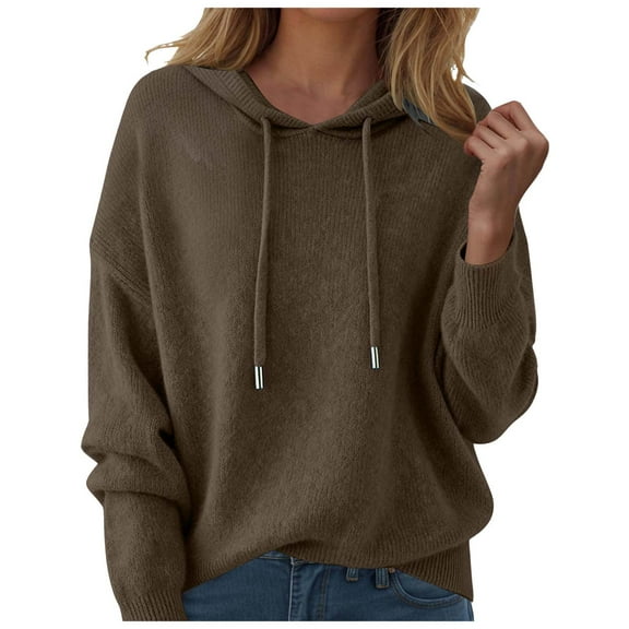 felwors Sweaters for Women Fall Winter Lightweight Warm Pullover Long Sleeve Crew Neck Wool Sweater Jumper Coffee, L