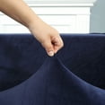 thumbnail image 6 of TOPCHANCES L Shape Sofa Covers Stretch 2 Piece Sectional Couch Slipcovers Furniture Protector  3+4 Seater, with 4pcs Pillowcases, Navy Blue, 6 of 11