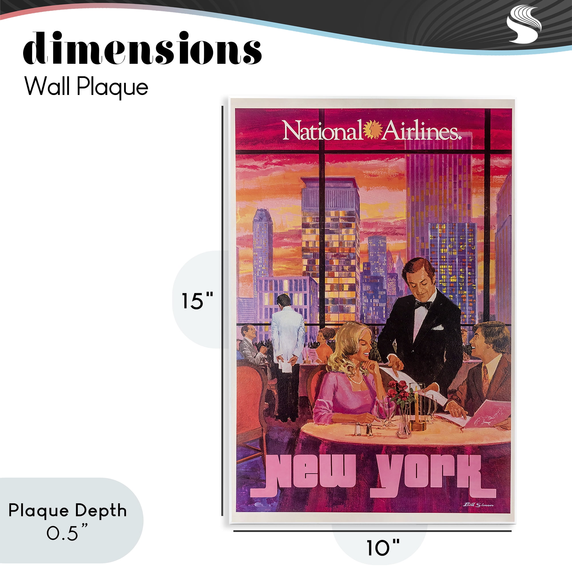 Stupell Industries Vintage New York Dining Wall Plaque Art, design by Vintage Posters