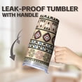 thumbnail image 5 of Bohemian Style 20oz Travel Coffee Mug, Vacuum Insulated Stainless Steel Tumbler with Handle, Leak-Proof, Straws, Gift Set, 5 of 5