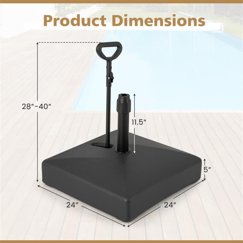 Spaco Mobile Patio Umbrella Base Water Sand Fillable Market Table Umbrella Stand with 3 Wheels, Outdoor Umbrella Stand, Patio Umbrella Stands & Bases, Deck Umbrella Stand-Black