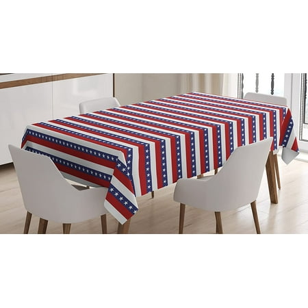 

Mindunm 4th of July Tablecloth Stars and Stripes Pattern American Flag Inspired Patriotic Theme Dining Room Kitchen Rectangular Table Cover 60 X 84 Red Blue