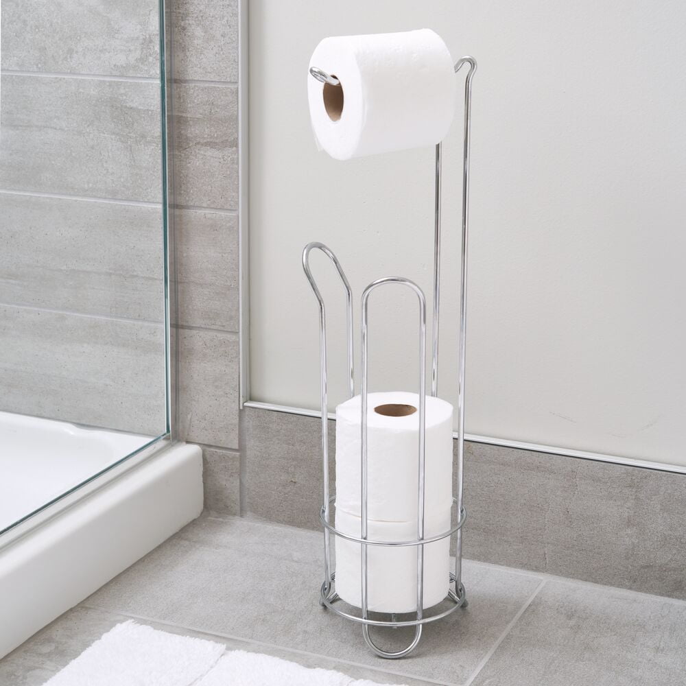 iDesign Classico Toilet Paper Roll Holder with Stand, Chrome