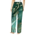 thumbnail image 3 of Balery Green And Gold Marble print Women's Pajama Pants,Ultra Lightweight Pjs,Lounge Pant-Small, 3 of 9