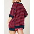 thumbnail image 3 of Half Sleeve Womens Oversized T Shirts Striped Color Block Cotton Tops Loose Fit Crewneck Sweatshirts, 3 of 6